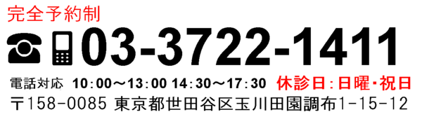 電話対応の時間は月～土 10：00～13:00/14:30～17：30まで 電話番号0337221411